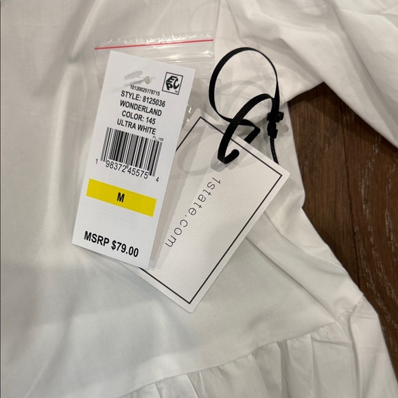 1. State Cream Short Sleeve Blouse with Button Detail - Picture 3 of 8